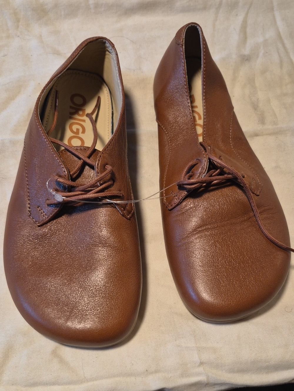 gi Brown Leather Lace-Up Women's Casual Flats